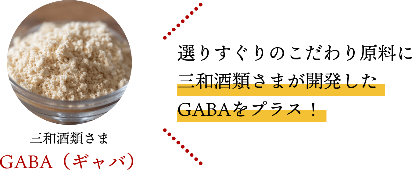 選りすぐりのこだわり原料に三和酒類さまが開発したGABAをプラス！