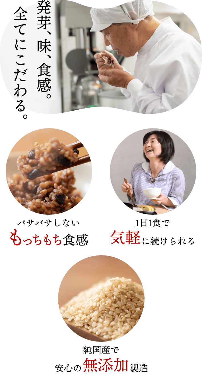 発芽、味、食感。全てにこだわる。